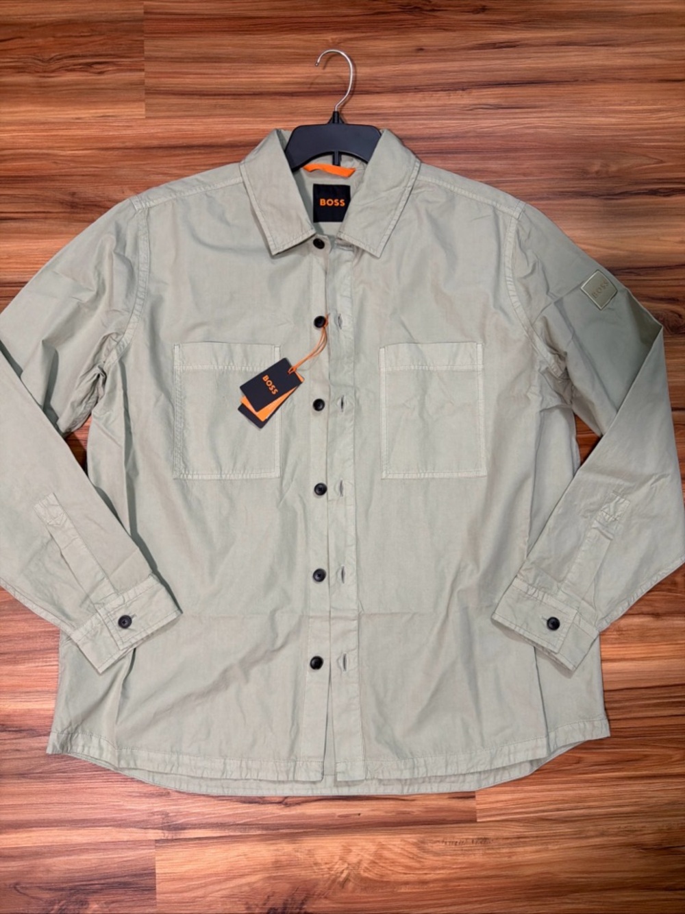 BOSS Men's Olive Green Lightweight Shirt Jacket